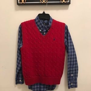 Ralph Lauren boy button down shirt and vest